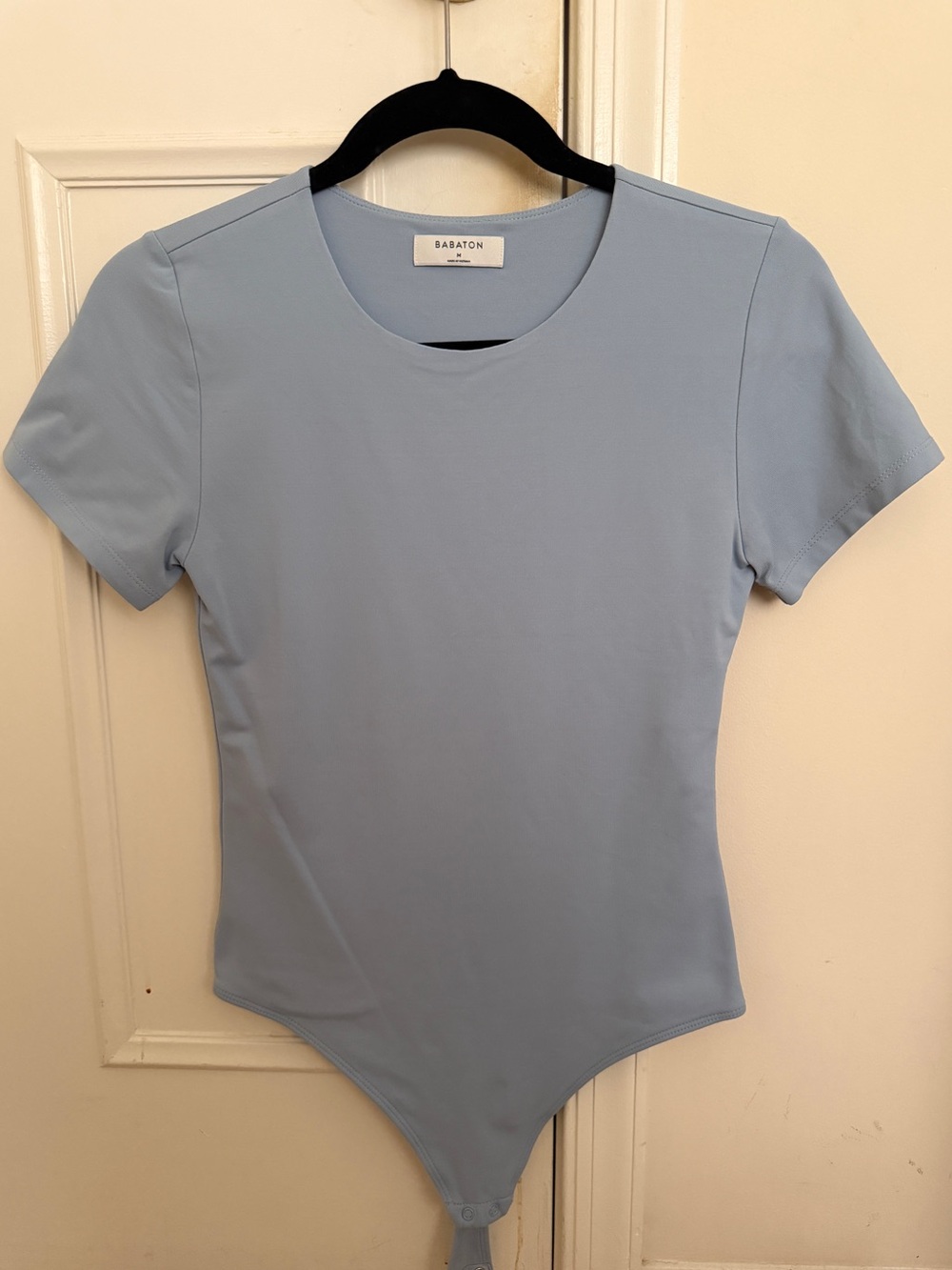 Aritzia Babaton Contour Light Blue Short Sleeve Bodysuit